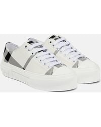 Burberry - Check Canvas Sneaker - Lyst