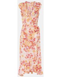 Poupette - Aude Ruffled Floral Wrap Dress - Lyst