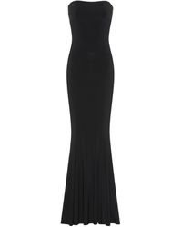 Norma Kamali Synthetic Strapless Turtleneck Fishtail Gown in Black | Lyst