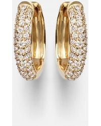 STONE AND STRAND - Essential 14Kt Hoop Earrings With Diamonds - Lyst
