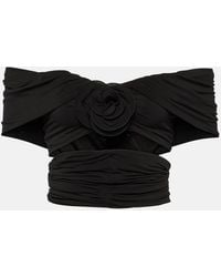 Magda Butrym - Floral Off-Shoulder Ruched Crop Top - Lyst