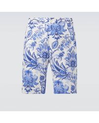 Etro - Paisley Linen Bermuda Shorts - Lyst