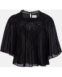 Isabel Marant - Garia Lace-Trimmed Cotton Blouse - Lyst