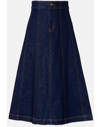 Veronica Beard - Alix Denim Midi Skirt - Lyst