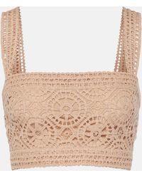 Elie Saab - Macrame Cotton-Blend Crop Top - Lyst