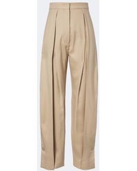 Sportmax - Pleated Cotton-Blend Wide-Leg Pants - Lyst