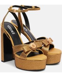 Versace - Gianni Ribbon 140 Satin Platform Sandals - Lyst