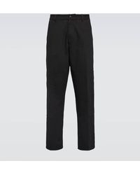 Moncler - Pantalones rectos de lona con logo - Lyst