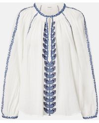 Isabel Marant - Lena Embroidered Cotton Blouse - Lyst