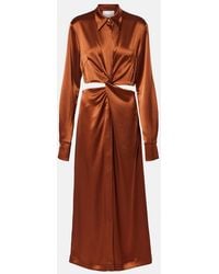Galvan London - Midikleid Hock Aus Satin - Lyst