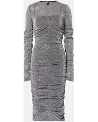 Dolce & Gabbana - Sequined Ruched Midi Dress - Lyst