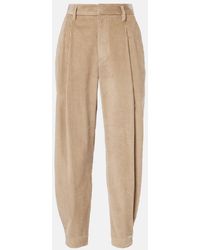 Brunello Cucinelli - High-Rise Cotton Cropped Pants - Lyst