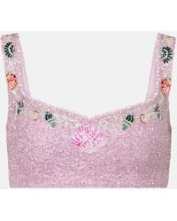 Clio Peppiatt - Top Cropped Marina Con Decorazioni - Lyst