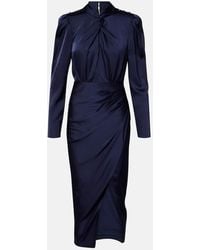 Self-Portrait - Draped Satin Midi Dress - Lyst