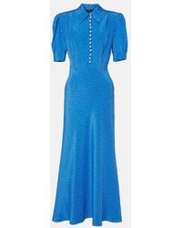 Alessandra Rich - Polka-Dot Silk Maxi Dress - Lyst
