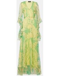 Etro - Vestido Largo De Seda Con Volantes - Lyst