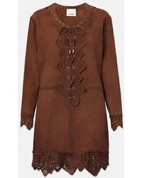 Isabel Marant - Vestido Corto Charlina De Ante Con Encaje - Lyst