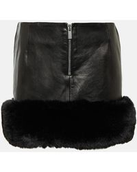 Magda Butrym - Faux Fur-trimmed Leather Mini Skirt - Lyst