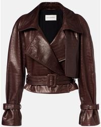 Nour Hammour - Hatti Croc-Effect Leather Jacket - Lyst