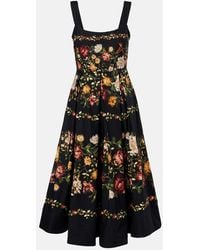 Agua Bendita - Alcaparra Floral Cotton Midi Dress - Lyst