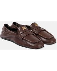 Miu Miu - Logo Leather Penny Loafers - Lyst