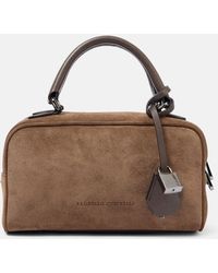 Brunello Cucinelli - Tote Foulard Small Aus Veloursleder - Lyst