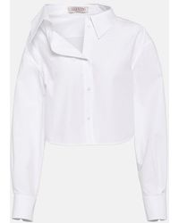 Valentino - Asymmetric Cropped Cotton Shirt - Lyst