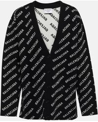 Balenciaga - Cardigan en jacquard de coton melange a logo - Lyst