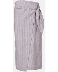 Brunello Cucinelli - Striped Linen Wrap Skirt - Lyst