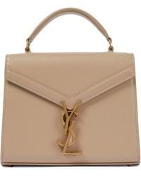 Saint Laurent Cassandra Mini Leather Shoulder Bag - Natural