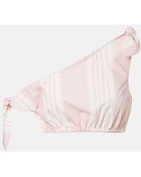 Posse - Rosie Asymmetric Striped Cotton Crop Top - Lyst