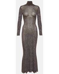 Balenciaga - Sequined Metallic Knit Maxi Dress - Lyst