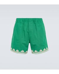 Bode - Ripple Embroidered Cotton Shorts - Lyst