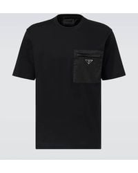 Prada - T-Shirt Mit Einsatz Aus Re-Nylon - Lyst