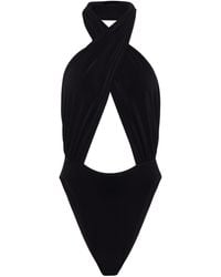 Norma Kamali Crossover Halterneck Bodysuit - Black