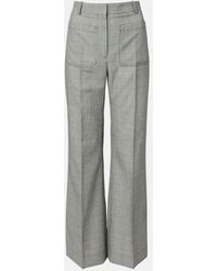 Victoria Beckham - Checked Virgin Wool Flared Pants - Lyst