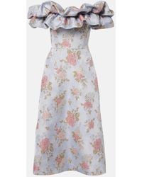 Markarian - Floral Lame Brocade Midi Dress - Lyst