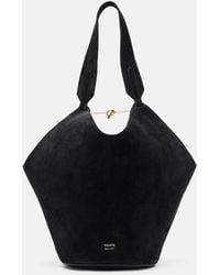 KHAITE - Lotus Small Suede Tote Bag - Lyst