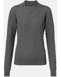 Etro - Cable-Knit Wool Polo Sweater - Lyst