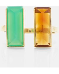 Aliita - Bi Maxi 9kt Gold Ring With Chrysoprase And Citrine - Lyst