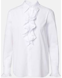 Ralph Lauren - Camisa De Popelin De Algodon Con Volantes - Lyst