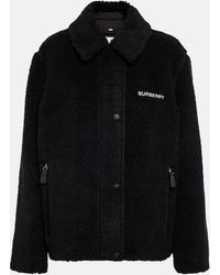 Burberry - Embroidered Wool-blend Fleece Jacket - Lyst