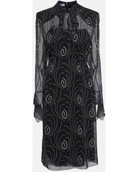Prada - Printed Silk Blend Dress - Lyst