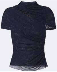 Self-Portrait - Cutout Embellished Mesh Top - Lyst