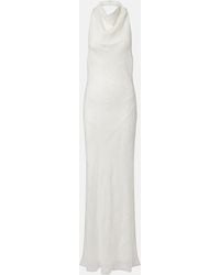 STAUD - Roselle Beaded Halterneck Organza Maxi Dress - Lyst