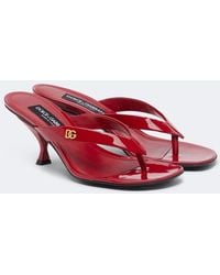 Dolce & Gabbana - Dg Patent Leather Thong Sandals - Lyst