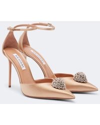 Aquazzura - Drop Embellished Satin Slingback Pumps - Lyst