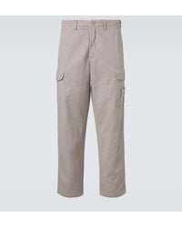Stone Island - Cotton And Linen Canvas Cargo Pants - Lyst
