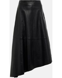 Polo Ralph Lauren - Asymmetric Leather Midi Skirt - Lyst