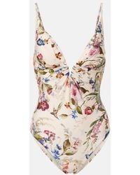 Zimmermann - Patience Floral Gathered Swimsuit - Lyst